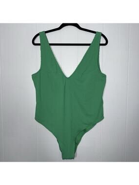 H&M Women’s High Leg One Piece Swimsuit Green Size XL NWT
